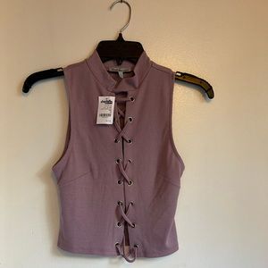 Charolette Russe, S, Purple/Pink top, Never Worn Cropped, NWT, High Neckline